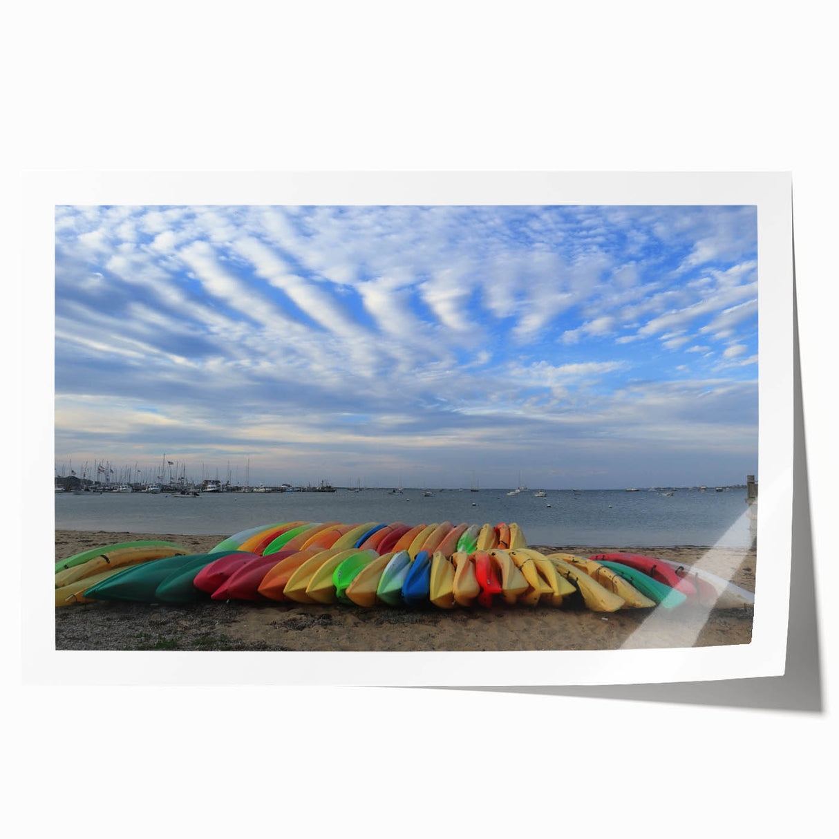 Rolled print of Nantucket scenery with soft pastel colors, ideal for art wall dining room.