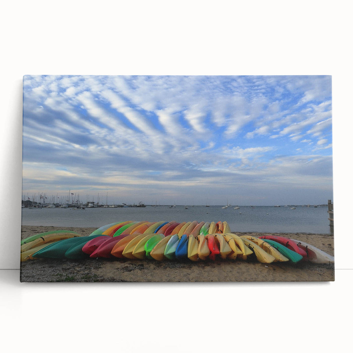 Black and white stretched canvas of Nantucket scenery, ideal for kitchen wall art or bedroom ambiance.