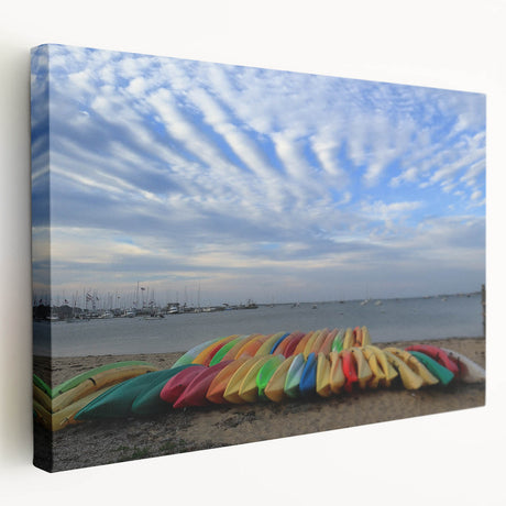 Large canvas print of Nantucket scenery in soft blue and gray tones, suitable for kitchen wall art.