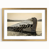 Extra large abstract art print of Michigan's Upper Peninsula in textured gold frame, ideal for living room decor.