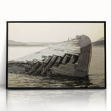 Large abstract wall art depicting Michigan’s Upper Peninsula in muted earth tones, framed in black acrylic.