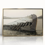 Framed acrylic print of Michigan's Upper Peninsula in muted earth tones, ideal for modern art wall decor.