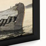 Extra large framed canvas of a textured Michigan Upper Peninsula scenery in mostly black with colorful accents.