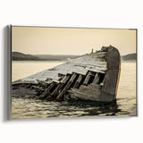 Framed canvas of a vintage-style Michigan Upper Peninsula landscape, featuring black and colorful hues.