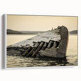 Vintage poster art depicting Michigan's Upper Peninsula in colorful tones on a white-framed canvas.