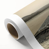 Art deco poster of Michigan's Upper Peninsula in muted earth tones on rolled canvas, ideal for nursery wall art.