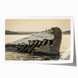 Scenic Michigan Upper Peninsula landscape on rolled print, featuring lush greenery and water in muted earth tones.