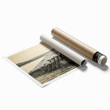 Extra large rolled canvas print featuring a serene Michigan Upper Peninsula landscape in muted green and blue tones.