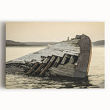 Black and white photo of Michigan's Upper Peninsula on stretched canvas, suited for kitchen wall art.