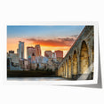 Extra large rolled print of Minneapolis skyline with pastel shades, ideal for art wall dining room.