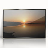 Mid-century modernist art of Mississippi scenery in muted earth tones on a framed acrylic, ideal for nursery wall decor.