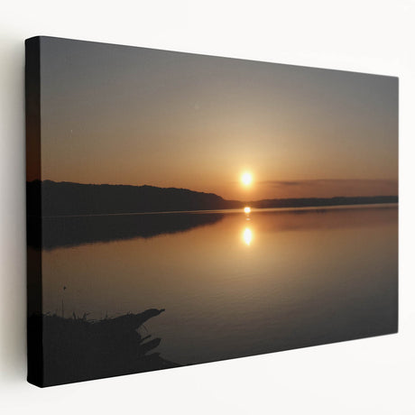 Mississippi river landscape on large stretched canvas with vibrant green and blue tones, suitable for kitchen wall art.