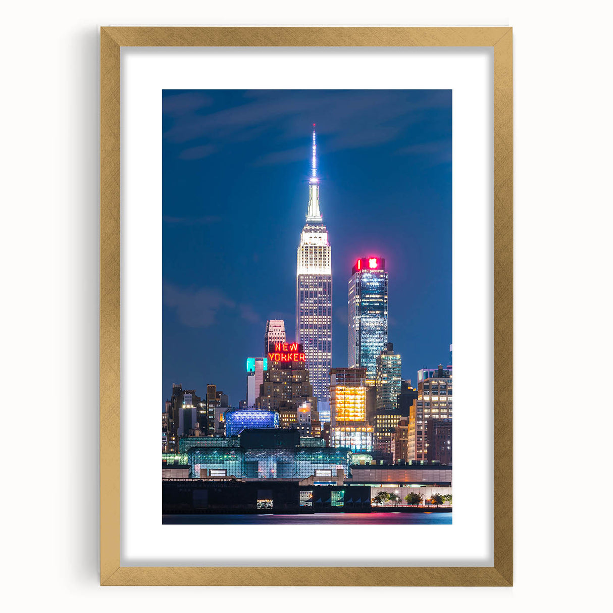 Extra large framed abstract art print of Kansas City skyline in gold, textured with muted hues, ideal for living room decor.