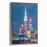 Landscape art painting of Kansas City skyline in vibrant colors on a framed canvas, ideal for office decor.