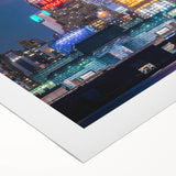 Art deco poster of Kansas City skyline in monochrome shades on rolled canvas, ideal for dining room wall art.