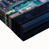 Black and white photo of Kansas City skyline on large stretched canvas, suitable for kitchen or bedroom wall art.