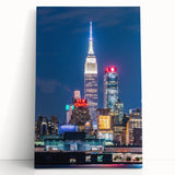 Large art of Kansas City skyline in black and white on stretched canvas, suitable for bedroom wall decor.