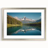 Textured art depicting abstract Montana Glacier scenery in cool blue and white tones on a framed silver mat.