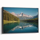 Black and white wall art of Montana's Glacier landscape on framed canvas, suitable for bedroom decor.