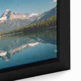 Extra large framed canvas featuring a textured depiction of Montana's Glacier scenery in black with colorful art accents.