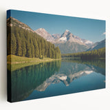 Large canvas print of Glacier National Park with vibrant green and blue tones, ideal for kitchen wall art.