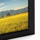 Extra large framed canvas featuring a textured Montana landscape in black with colorful accents.