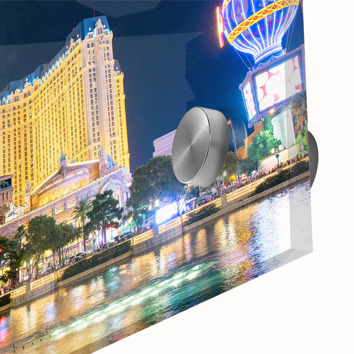 Large abstract depiction of Las Vegas in muted earth tones on acrylic glass, suitable for dining room art.