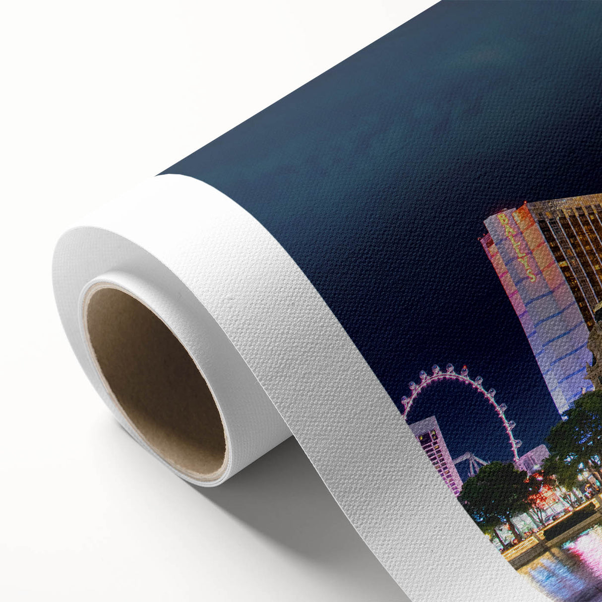 Art Deco poster of Las Vegas skyline in pastel shades on rolled canvas, ideal for nursery wall art.