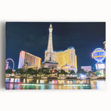 Black and white stretched canvas of Las Vegas skyline, ideal for kitchen wall art.