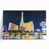 Black and white large art print of the Las Vegas skyline on stretched canvas, ideal for kitchen wall art or bedroom decor.