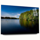 Large abstract wall art of New Hampshire scenery in muted earth tones on acrylic glass.