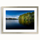 Textured abstract art print of a New Hampshire landscape in muted earth tones on a framed silver mat, ideal for bedroom art.