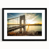 Extra large abstract art print of vibrant, colorful New Jersey scenery on textured canvas, framed in black.