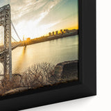 Textured black wall art depicting a colorful New Jersey scenery on a framed canvas, ideal for a living room.