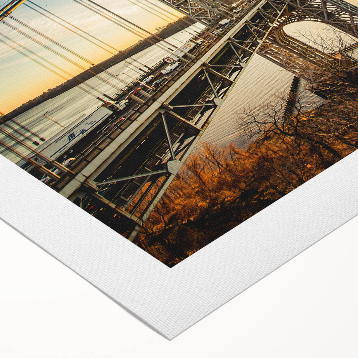 Art deco poster of New Jersey scenery in muted earth tones on rolled canvas, suitable for dining room wall art.