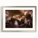 Textured abstract art print depicting a serene New Mexico landscape in muted earth tones, framed in silver.