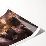 Extra large rolled print featuring line art flowers in muted earth tones, ideal for large living room wall decor.