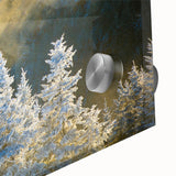 Mid-century modernist abstract of the Blue Ridge in muted earth tones on acrylic glass, ideal for dining room art.