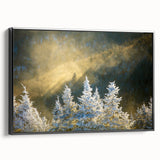 Black and white framed canvas of Blue Ridge landscape, ideal for bedroom wall decor.