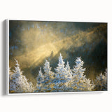 Vintage poster art of Blue Ridge, North Carolina on framed canvas, featuring a colorful palette.