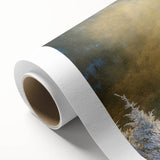 Art deco poster of Blue Ridge in North Carolina, with muted green and blue tones on rolled canvas.