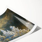 Extra large wall art depicting line art flowers in muted earth tones on a rolled print, suitable for large living room decor.