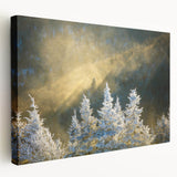 Blue Ridge Mountains landscape on stretched canvas with vibrant green and blue tones, ideal for kitchen wall art.