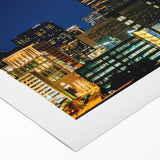 Art deco poster of Charlotte skyline in muted gray and blue tones on rolled canvas, ideal for dining room wall art.