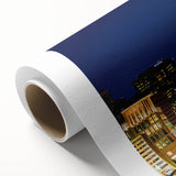 Art Deco style poster of Charlotte skyline in pastel colors on rolled canvas, ideal for nursery wall art.