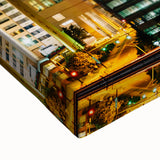 Large art of Charlotte, North Carolina landscape in black and white on stretched canvas, suitable for bedroom wall decor.