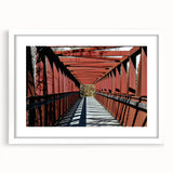 Abstract art print of Durham, North Carolina in muted gray and blue tones on a white framed poster.