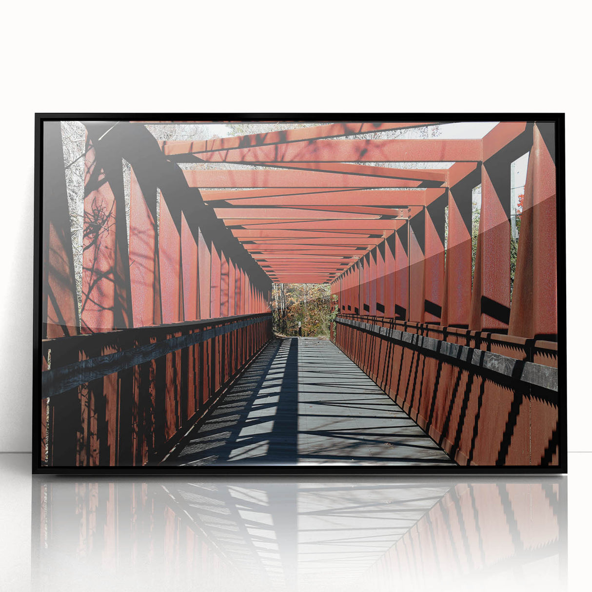 Large abstract wall art depicting the Durham, North Carolina skyline in muted gray and blue tones on a framed acrylic print.