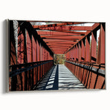 Framed canvas landscape art painting of Durham, North Carolina, with muted earth tones, ideal for office decor.