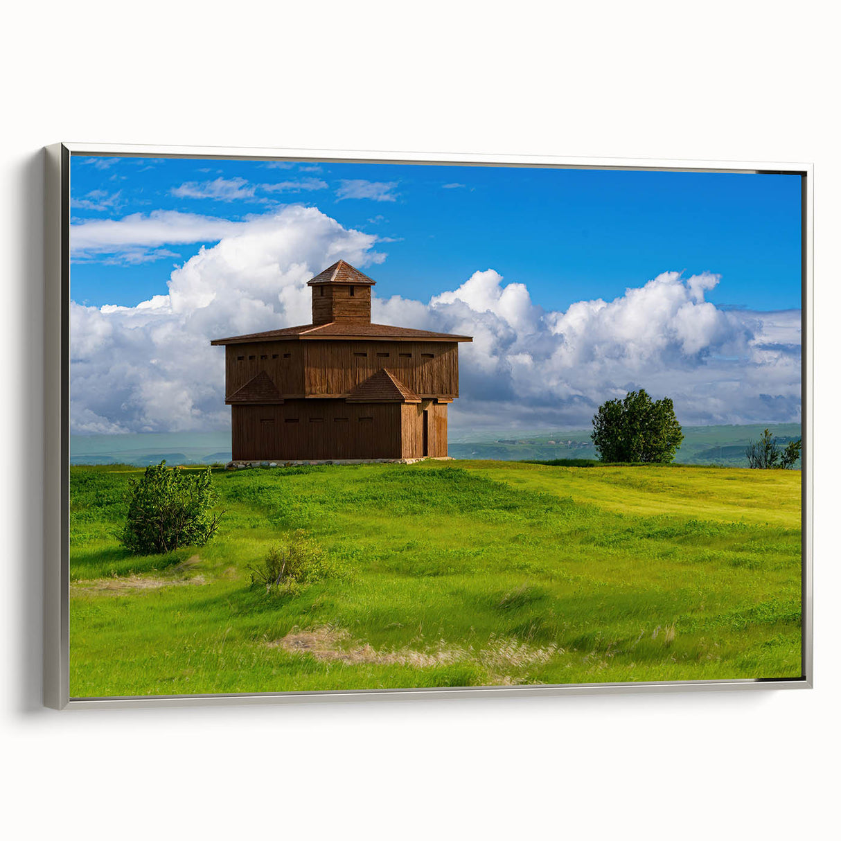 Landscape art painting of North Dakota scenery, featuring vibrant colors on framed canvas, ideal for living room decor.